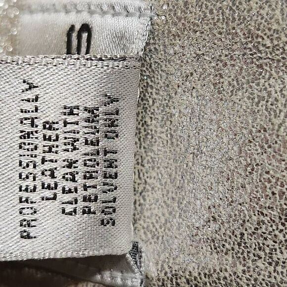 Chico's Women's Silver Twinkle Reese Trench Coat Genuine Leather belted Size 0/4 - Picture 9 of 10